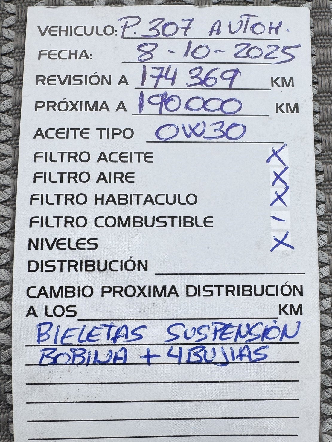 PEUGEOT 307 1.6 XT AUTOMATICO 